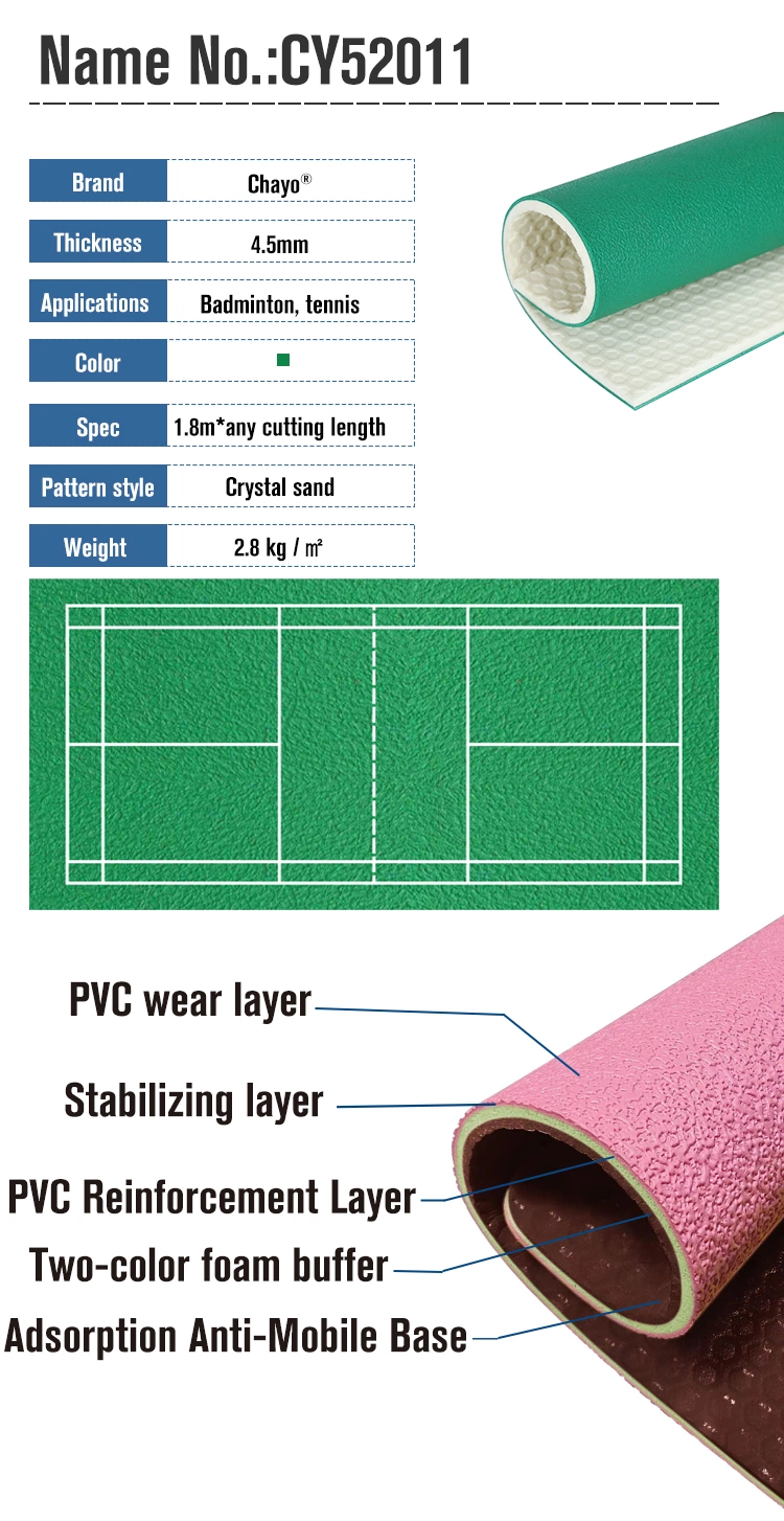 Anti Slip Portable Badminton Courts Luxury Vinyl Cheap PVC Flooring Roll Plastic Vinyl Sheet Floor