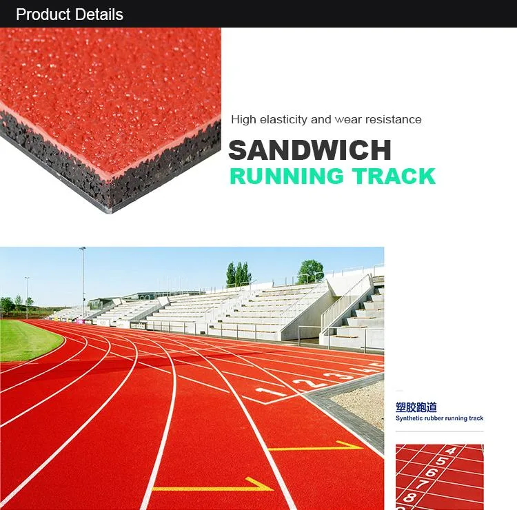 2022 Flooring for Snadwich Athletic Track Outdoor Rubber Sport Surfaces SBR/EPDM Granules Track