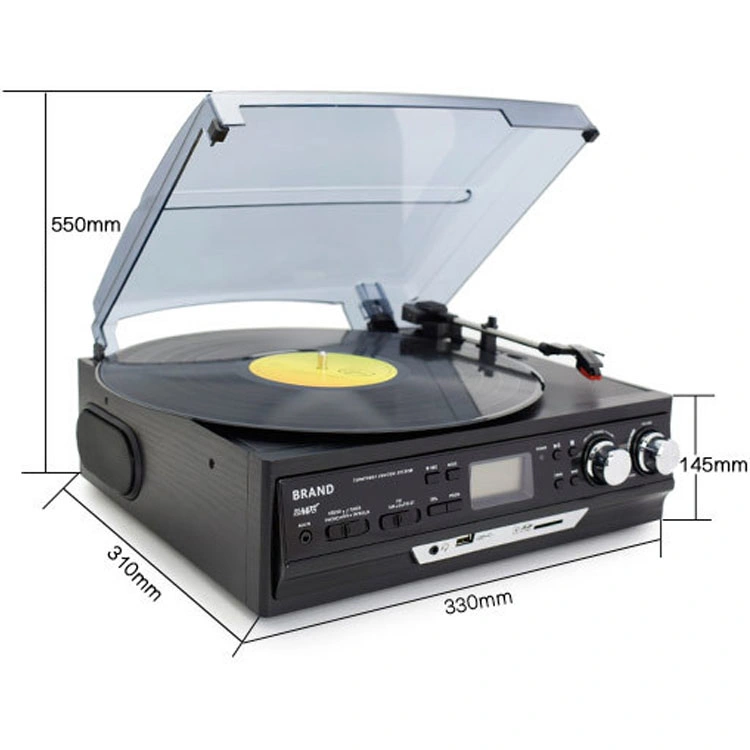 45 Rpm SD USB Vinyl Turntable Phonograph Player Stereo Cassette Tape Player