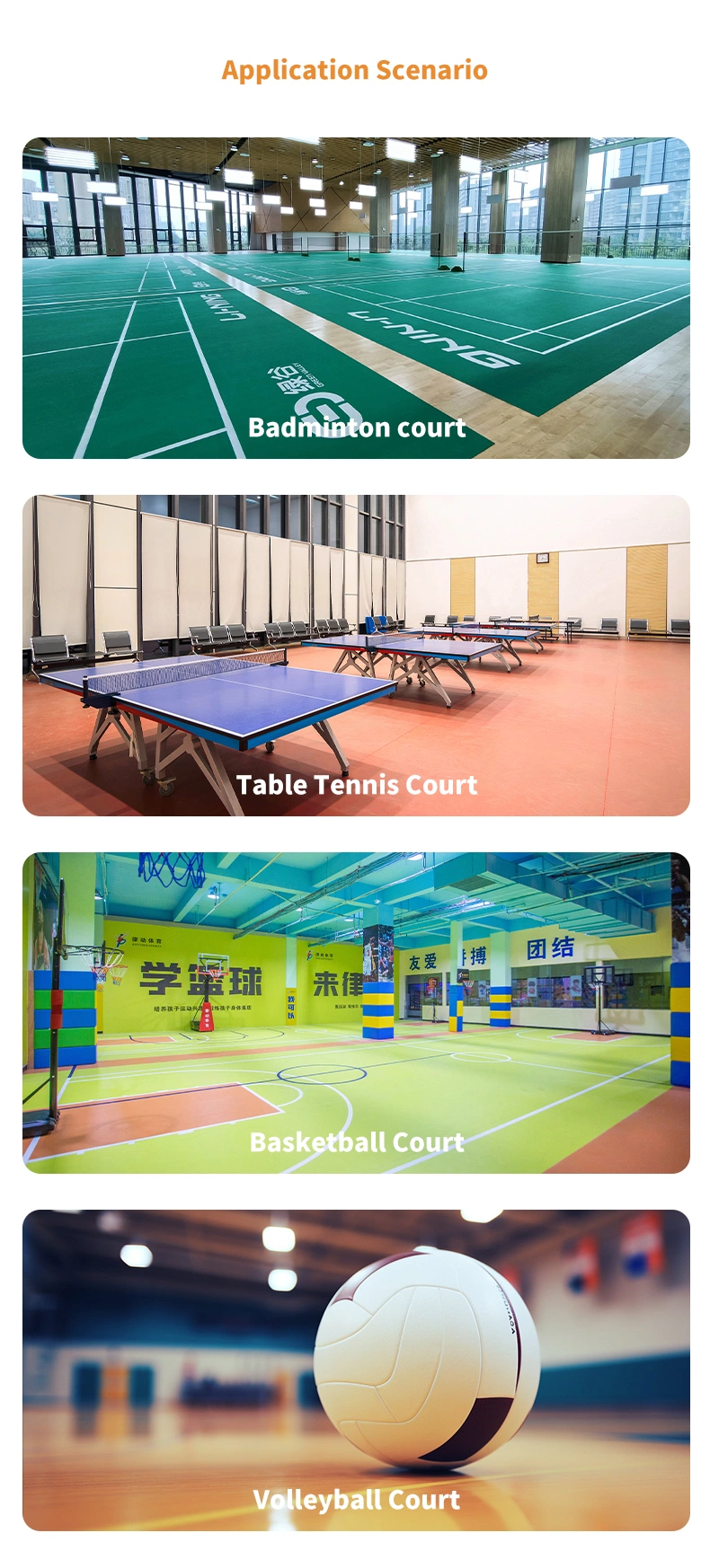 Waterproof Anti Slip PVC Sport Floor Covering Badminton Volleyball Table Tennis Court Flooring