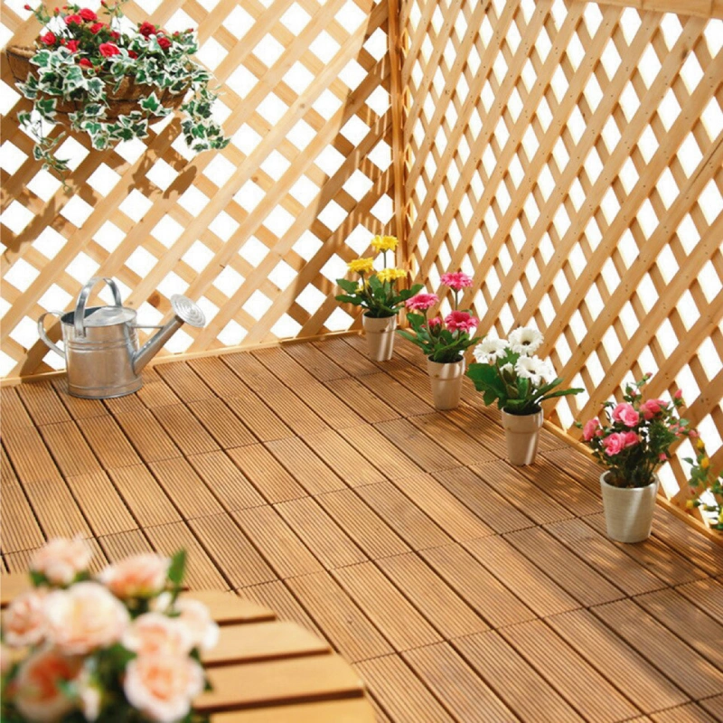 Waterproof Anti-Fade Anti-UV Wood Plastic Composite Interlock Terrace Decking Tile Interlocking Patio Deck Tiles