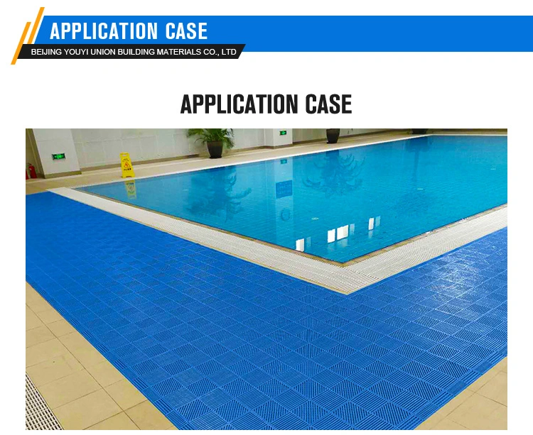 Modular Draining Interlocking Non Slip PVC Flooring Tile for Swimming Pool