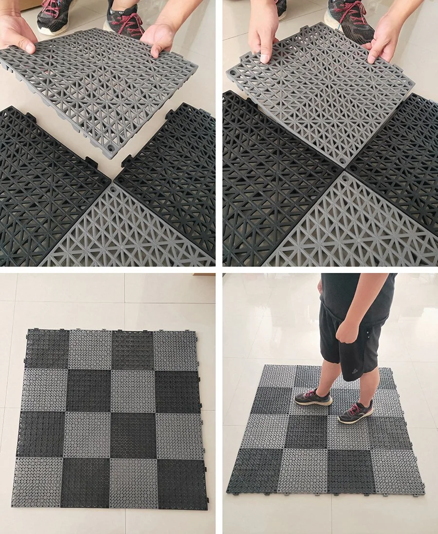 Non-Slip PVC Cushion Mats Drainge Interlocking Floor Tile Square Flooring Tile 100% Virgin PVC Tile