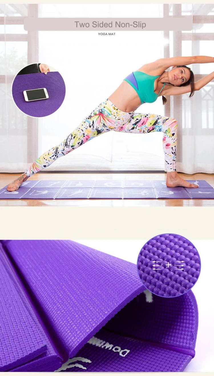 China Wholesale Non-Slip Logo Print Acceptable Foldable Yoga Mat and PVC Yoga Mat