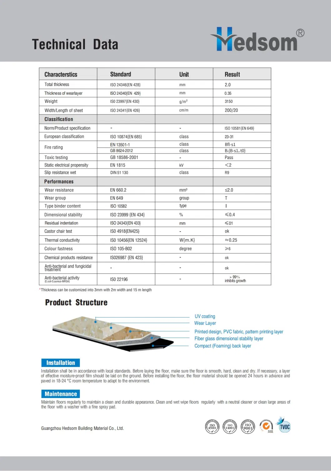 Anti Slip Anti-Static PVC Floor Homogeneous Vinyl Flooring Direct Supplier