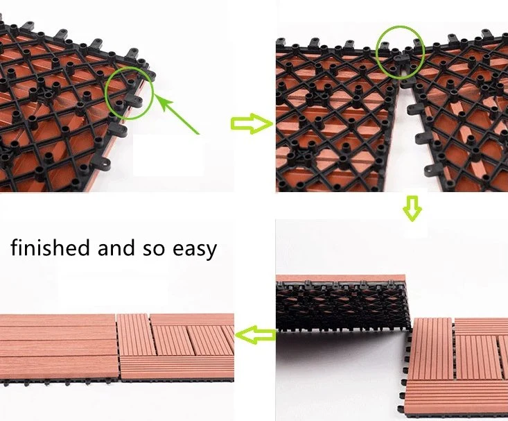 Hot Selling Factory Price Waterproof Wood Plastic Floor Composite Decking DIY WPC Interlocking Garden Deck Flooring Tile