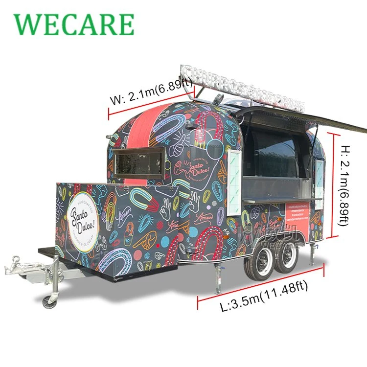 Wecare Fast Street Vendor Food Cart Vintage Ice Cream/Hot Dog/BBQ Food Truck Small Food Trailer Fully Equipped