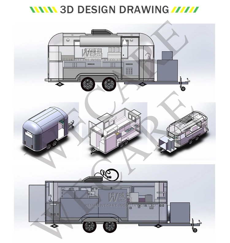 Wecare Small Fast Mobile Hotdog/Coffee Cart Street Food Van Vintage Ice Cream Food Truck Pizza/BBQ Food Trailer