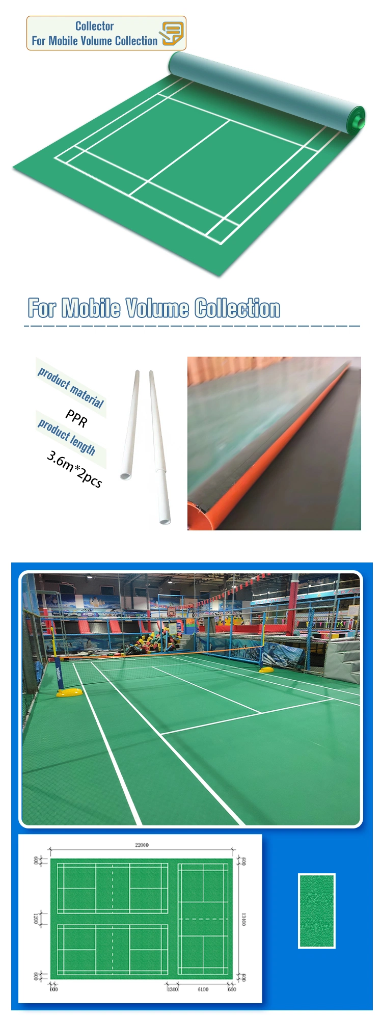 Anti Slip Portable Badminton Courts Luxury Vinyl Cheap PVC Flooring Roll Plastic Vinyl Sheet Floor