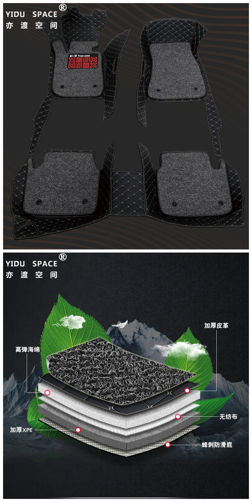 Wholesale Customized Anti-Slip Leather PVC Coil 5D Car Floor Liners