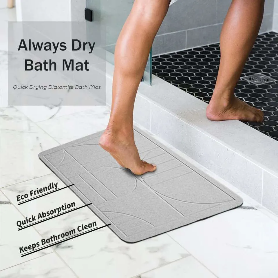 China Wholesale Product Non Slip Sustainable Stocked OEM Quick Dry Diatomite Stone Bath Mat