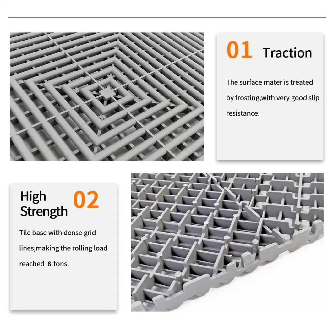 PP Rigid Modular Garage Floor Tile Anti Slip Car Wash Drainage PP Interlocking Garage Floor Tile