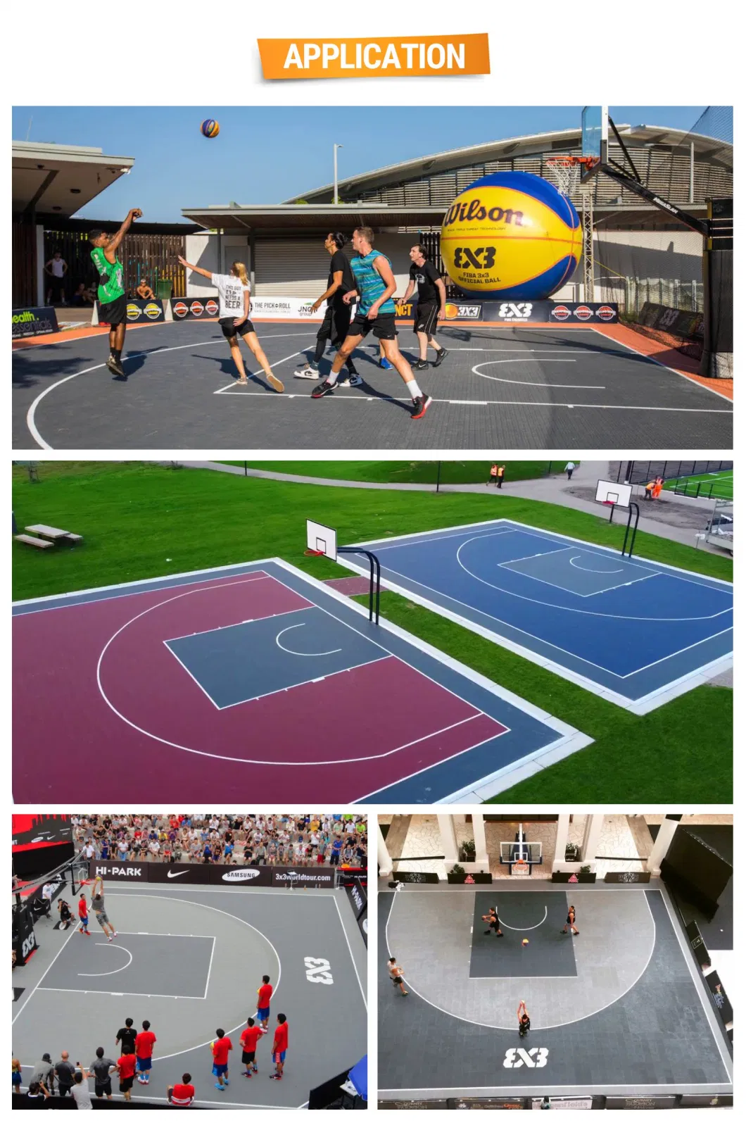 Fiba Approved PP Interlocking Tile Material Portable Plastic Outdoor Basketball Court Floor for 3X3