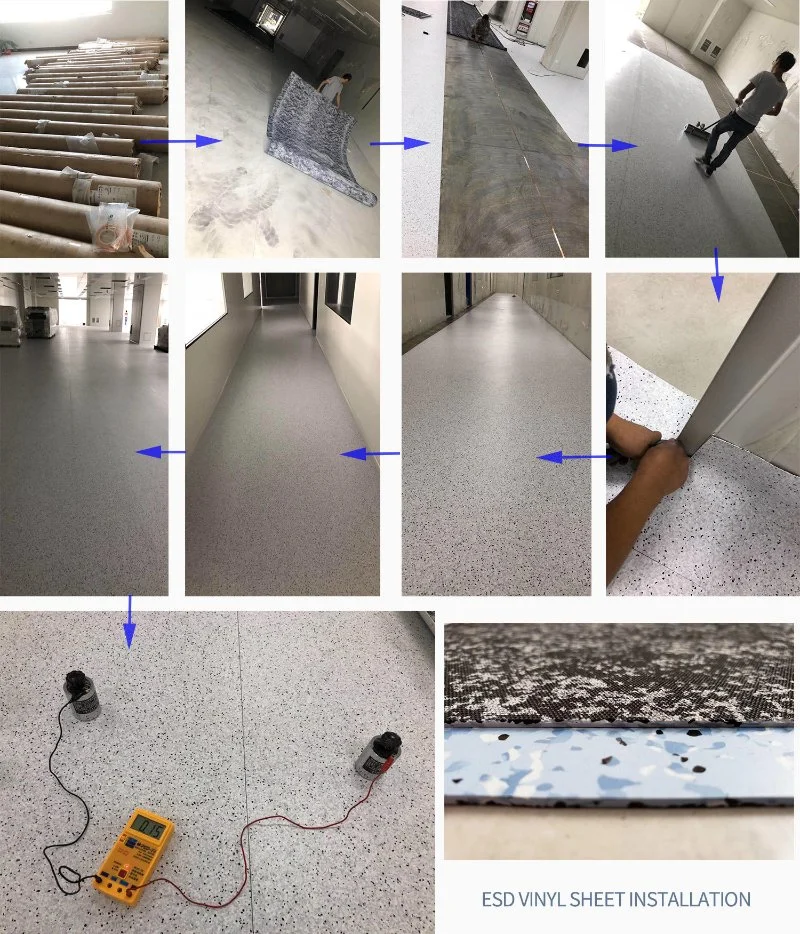 Fireproof Conductive Plastic Flooring Roll/Antistatic PVC Sheet/Homogeneous Vinyl Sheet