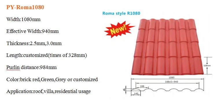 4 Layers Synthetic Resin Spanish Plastic PVC Teja Roof Roofing Tiles Terracotta Price in Turkey