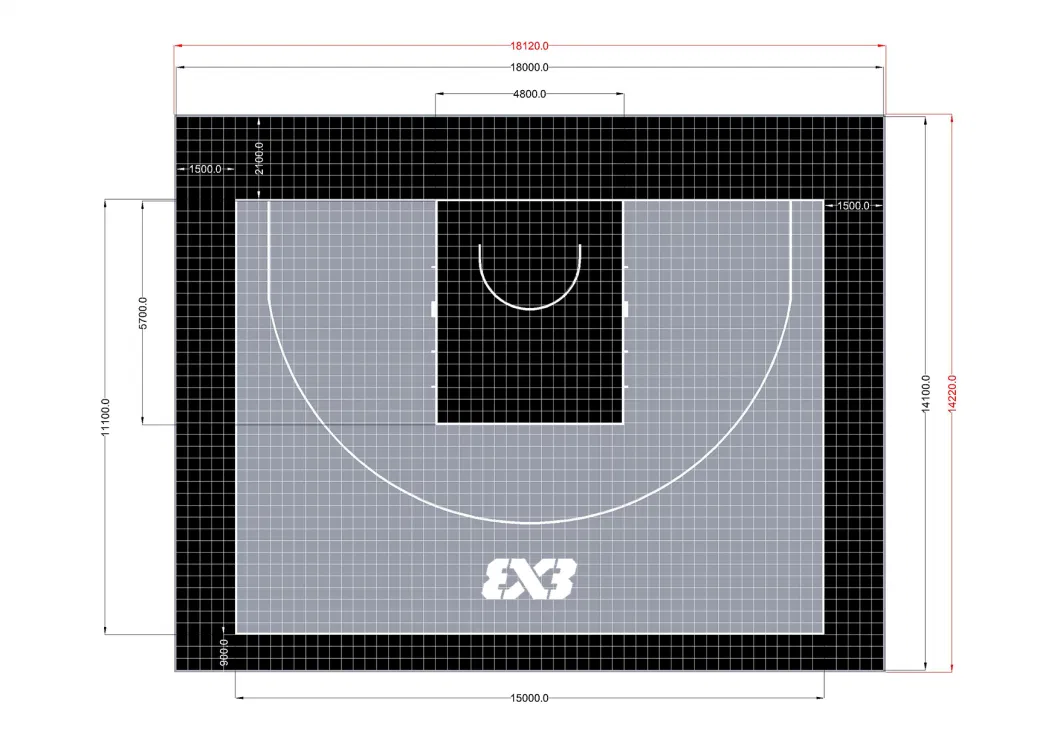 Fiba Approved PP Interlocking Tile Material Portable Plastic Outdoor Basketball Court Floor for 3X3