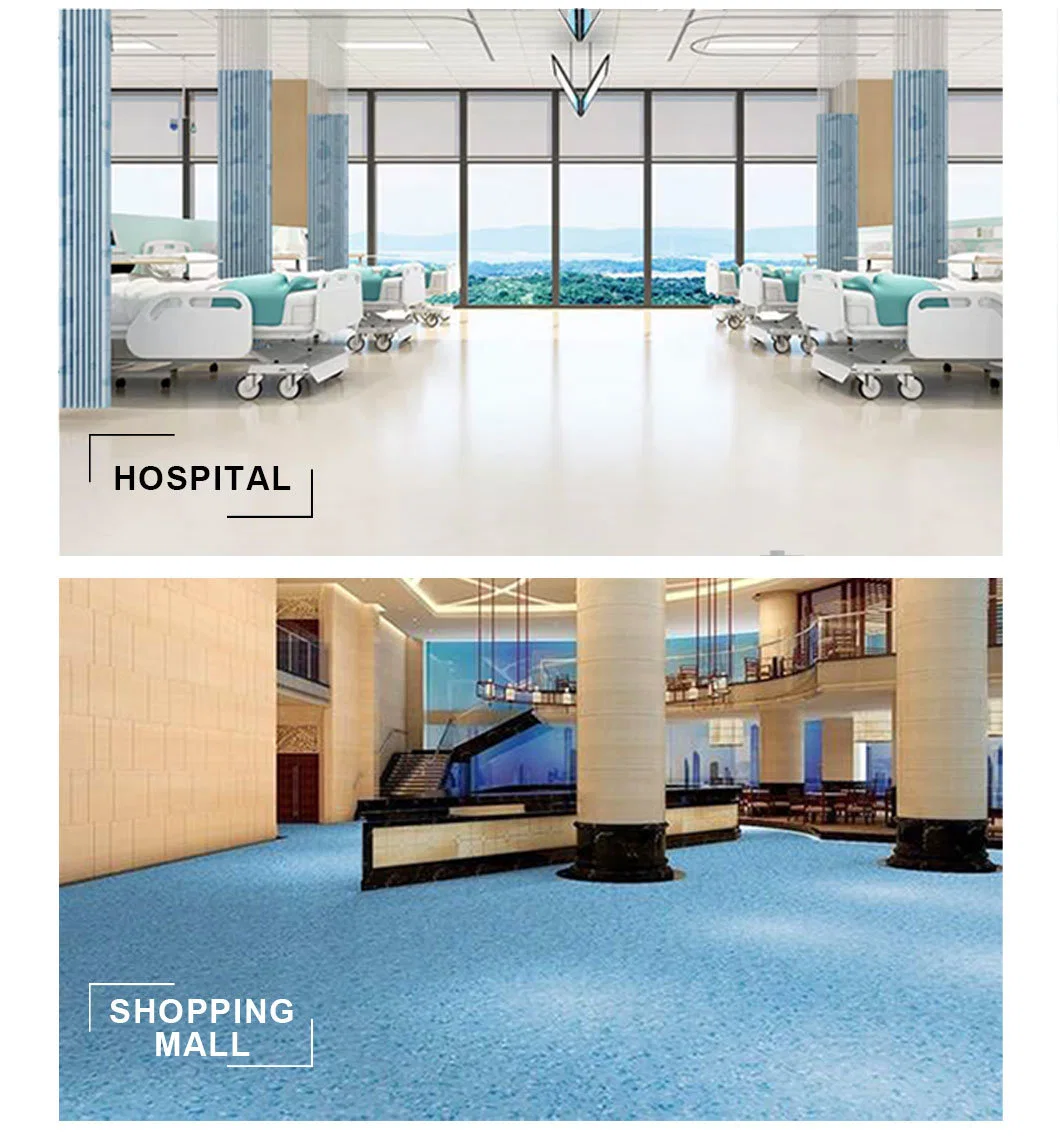 Anti-Static Antibacterial 100% Virgin Indoor PVC Plastic Homogeneous Vinly Flooring/Roll/Sheet