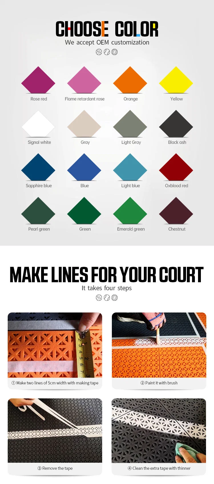 Portable PP Interlocking Outdoor Mobile Badminton Court Mat Sport Flooring