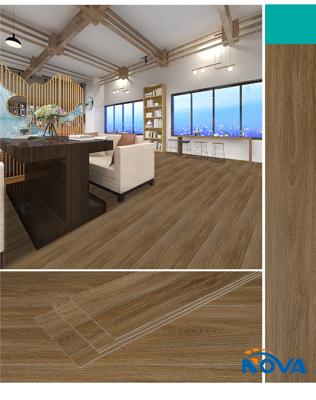 PVC Flooring Lvt Vinyl Plank Floor Tiles Recycled Material Dry Back Type