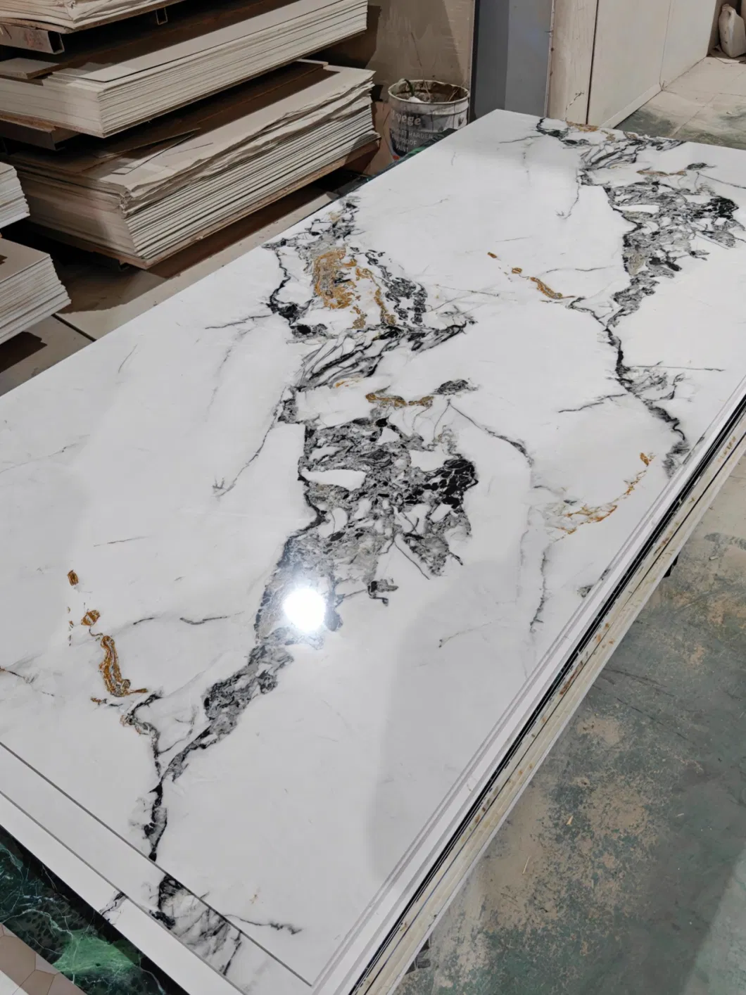 China Manufacturer 1220X2440mm High Glossy PVC Marble Sheet for Interior Wall Panel