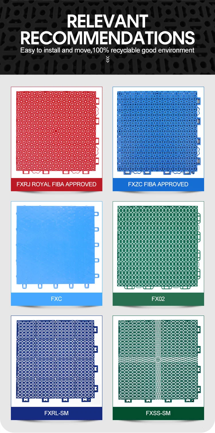 Fiba Approved PP Interlocking Tile Material Portable Plastic Outdoor Basketball Court Floor for 3X3