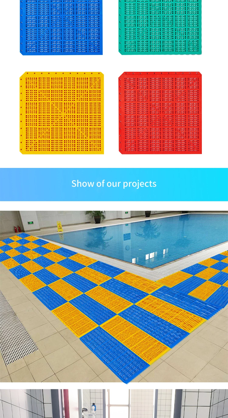 Draining Interlocking Modular Anti Slip PVC Flooring Tile for Bathroom