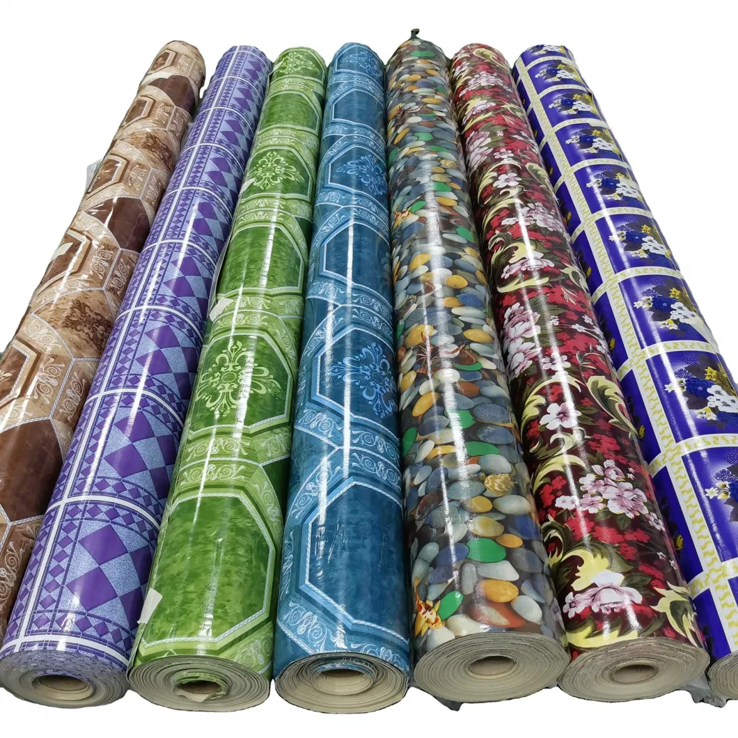 Foshan Manufacturer 0.35mm 0.4mm 0.5mm Anti-Slip Plastic Cheap Linoleum Waterproof PVC Vinyl Flooring Rolls