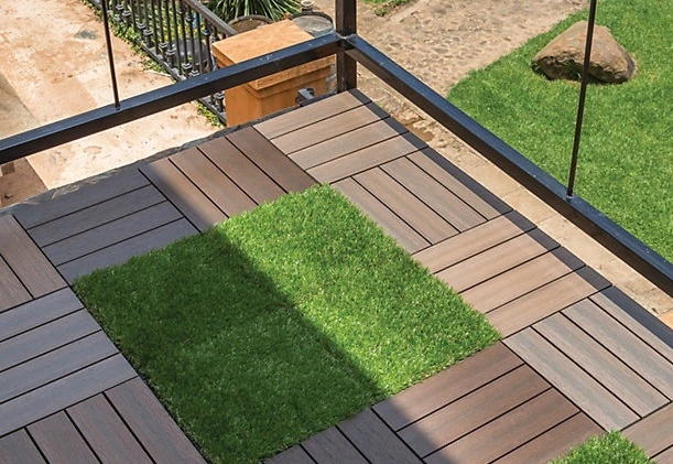 Outdoor Wood Flooring 300mm X 300mm WPC DIY Interlocking Outdoor Composite Deck Tiles