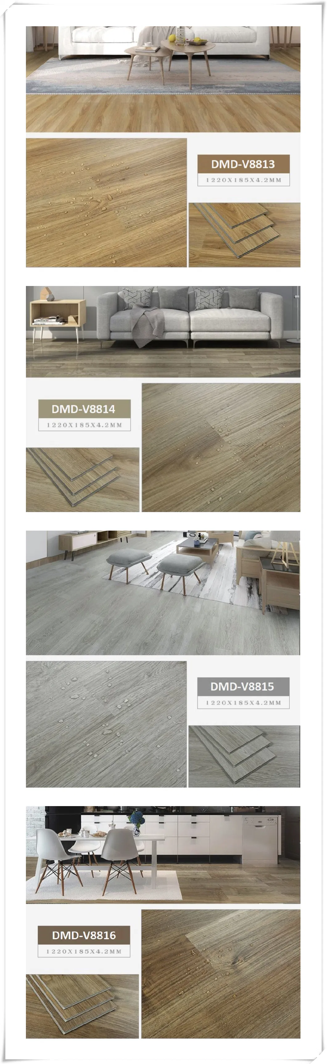 Wonder Floor PVC Vinyl Flooring Waterproof Lvt Spc Floor for Bathroom PVC Tile with Click Laminate Wood Color Flooring