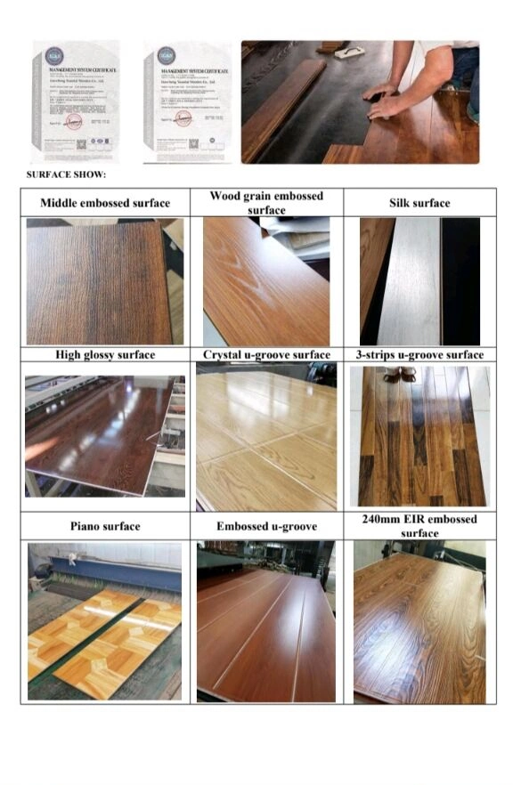 Fire and Waterproof Plastic Flooring Laminate Flooring HDF MDF Emobossed Surface