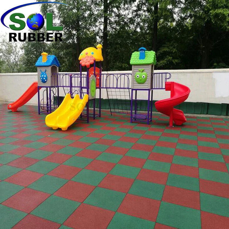 Sol Rubber Interlocking Outdoor Safety Floor Rubber Tile 40mm