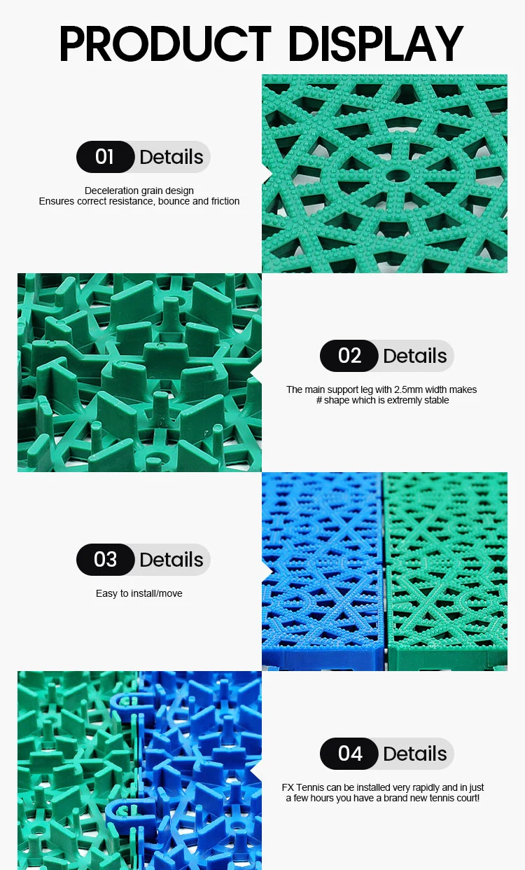 CE/ISO/Itf Certificated Polypropylene Modular Grid Floor Mat PP Interlocking Tennis Court Tiles