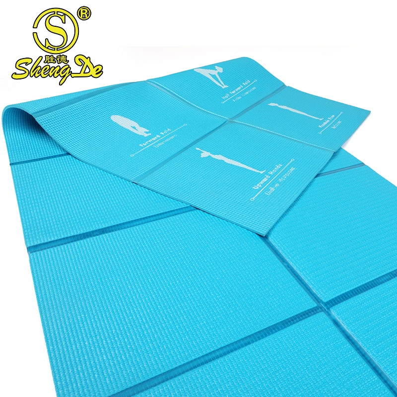 China High Density Custom Logo Non Slip 6mm Anti Fatigue Folding Foldable Gym Travel Size PVC Yoga Mat