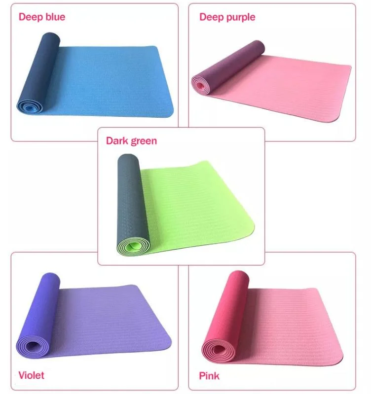 Manufacturers Custom Logo 6mm Easy to Carry Double Layer Non-Slip TPE Yoga Mat