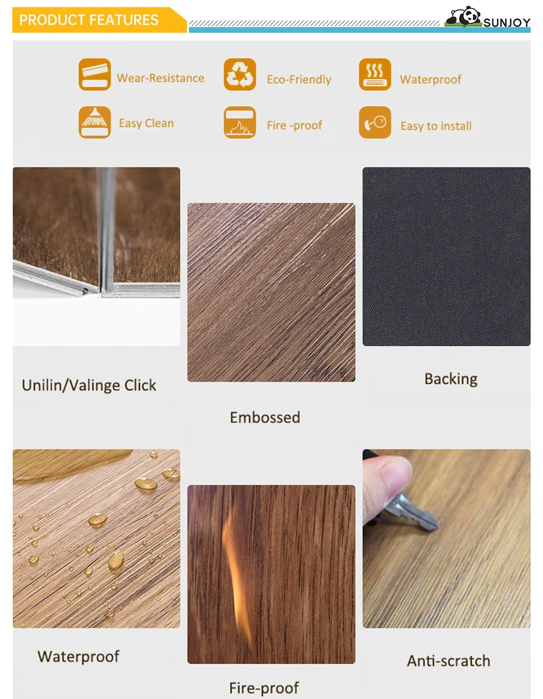 Hot Selling High Quality Non-Slip Plastic Lvt Eco PVC Lvp Unique Vinyl WPC Click Flooring