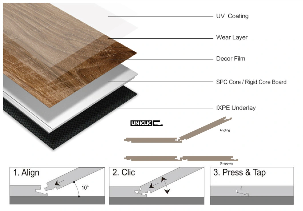 Wholesale Engineered Click Lock PVC Spc Stone Plastic Wood Vinyl Floor Tile