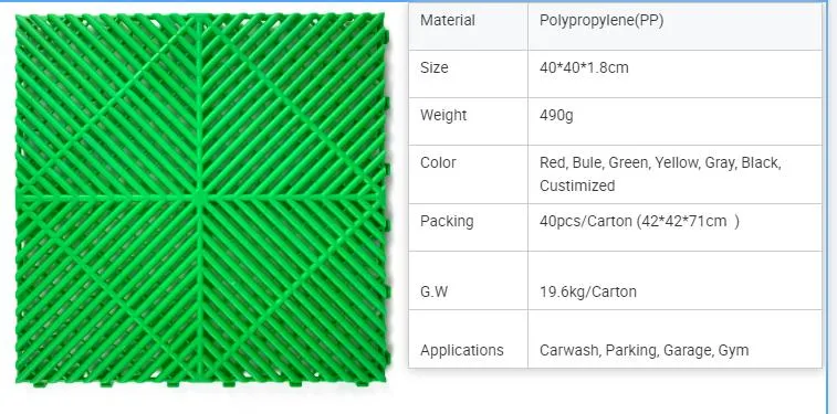 Workshop Garage Floor Tile Mat 40X40X1.8cm with Anti-Slip Design