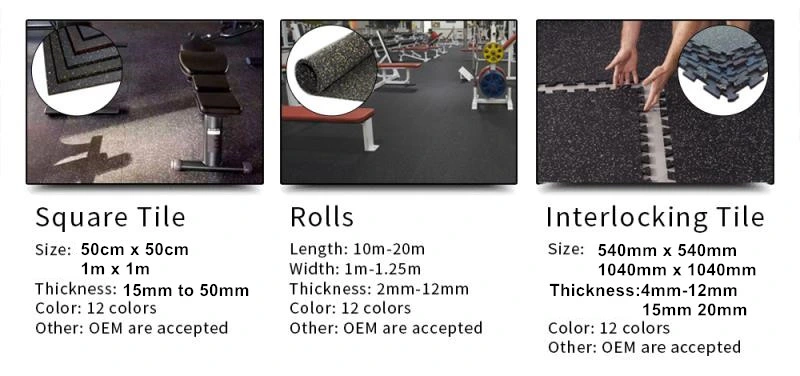 Factory Hot Sale Professional Cheap Shockproof Protective Gym Rubber Flooring Rolls Sport Rubber Flooring Mats