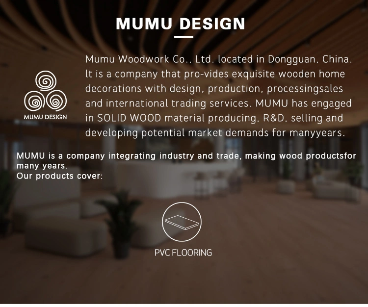 Mumu China Manufacturer Install Easily Interior Wood Grain PVC Floor