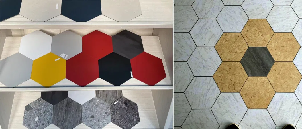 New Type PVC Floor Tile Dry Back Hexagon Vinyl Floor Tile