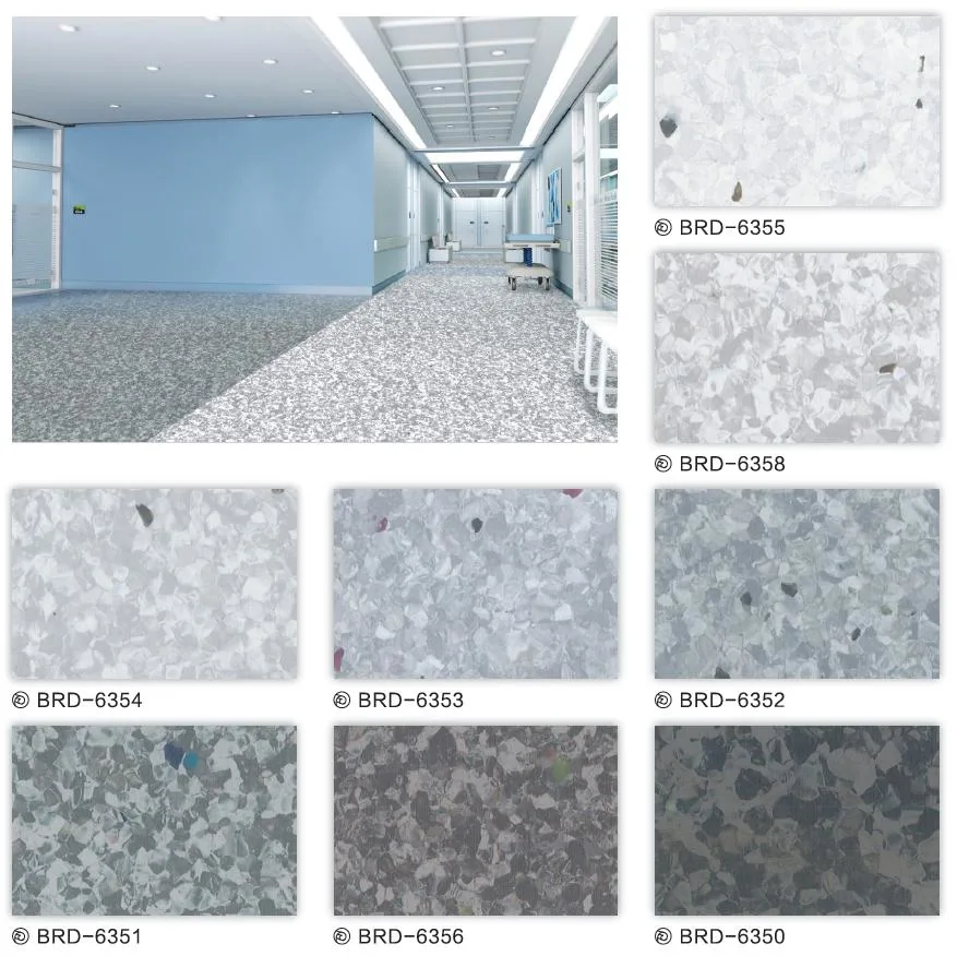 Anti Bacterial Plain Color Commercial Vinyl Hospital Floor PVC Rolls Homogeneous Vinyl Flooring