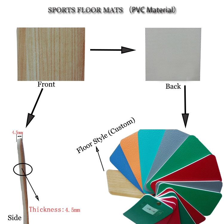 New Launch Synthetic PVC Wood Grain Tiles Sports Vinyl Basketball Court Flooring