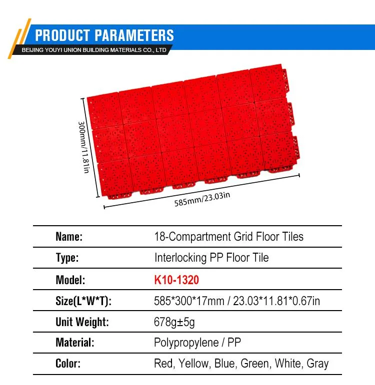 High-Performance Sport Tiles for Outdoor Courts for Basketball Tennis Multi-Sport Activities