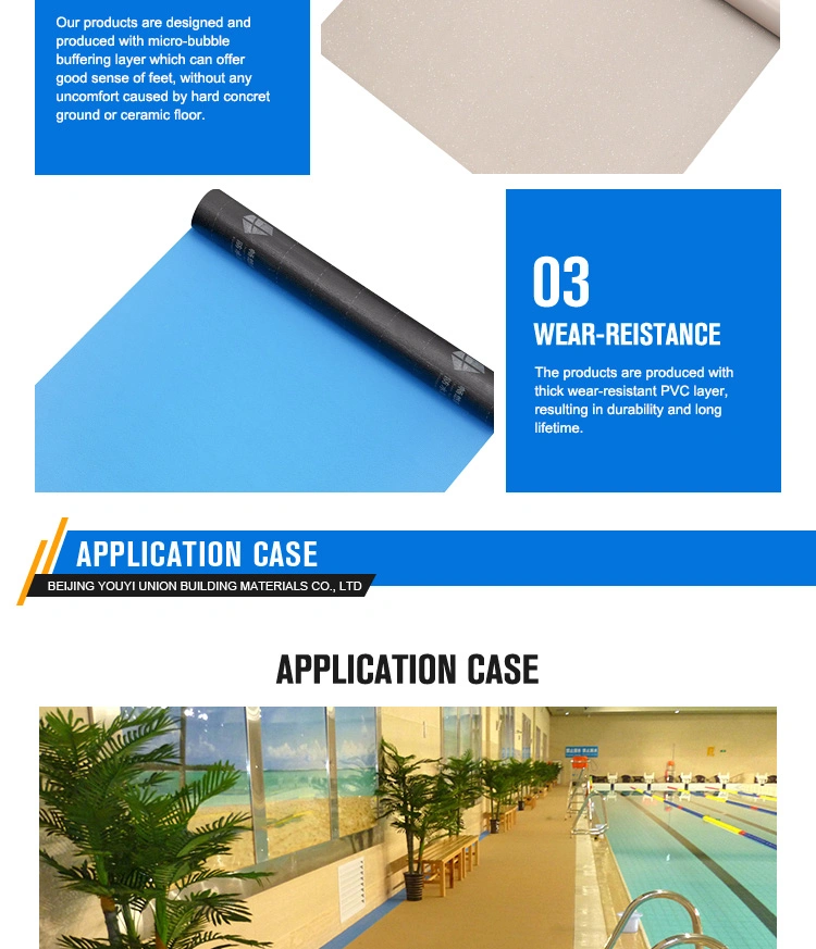 Special Anti Slip Surface Waterproof PVC Vinyl Sheet for Wet Area Swimming Pool Water Park Luxury Vinyl Anti Slip Floor