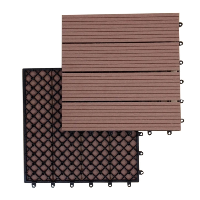 Waterproof Anti-Fade Anti-UV Wood Plastic Composite Interlock Terrace Decking Tile Interlocking Patio Deck Tiles