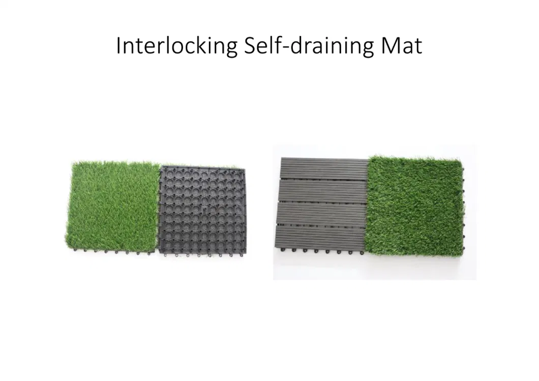 Composite Interlocking Deck Tile, Artifical Grass 300X300, Self-Draining Artifical Grass Mat, Easy Installation Lawn Turf Tile