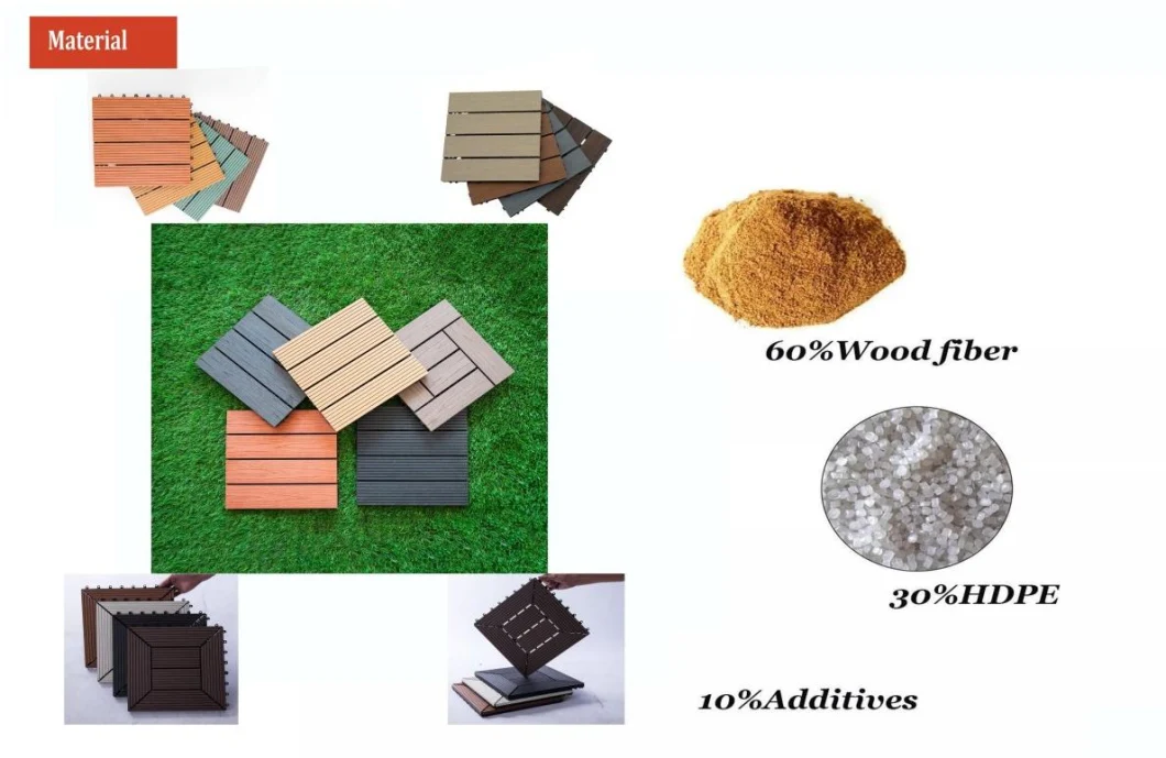 Outdoor Garden Interlocking Criss-Cross Pattern Patio WPC Decking Flooring Tiles