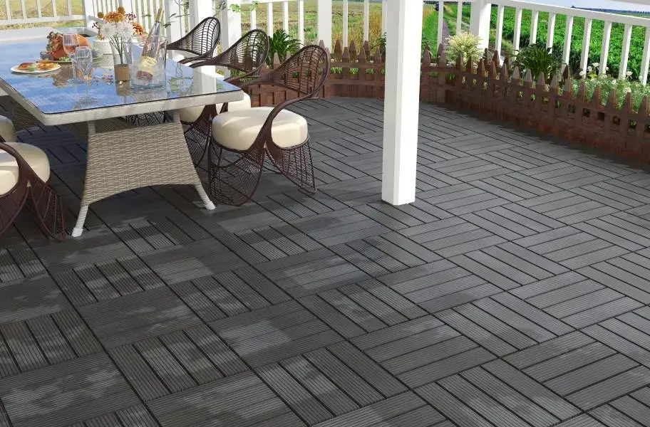 Woodgrain Effect Wood Plastic Decking Interlocking WPC Garden Decking Tiles