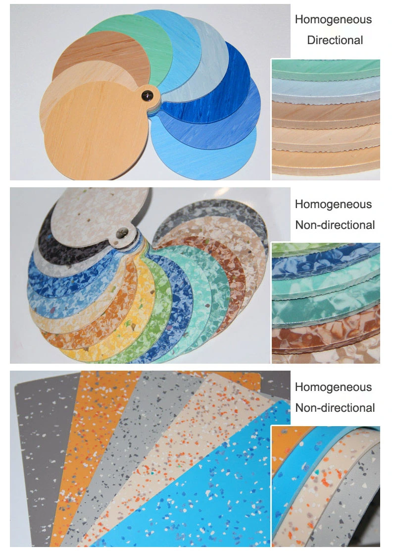 Water Resistant Colorful Cheap Vinyl Floor Mat Homogeneous Commercial Floor Covering