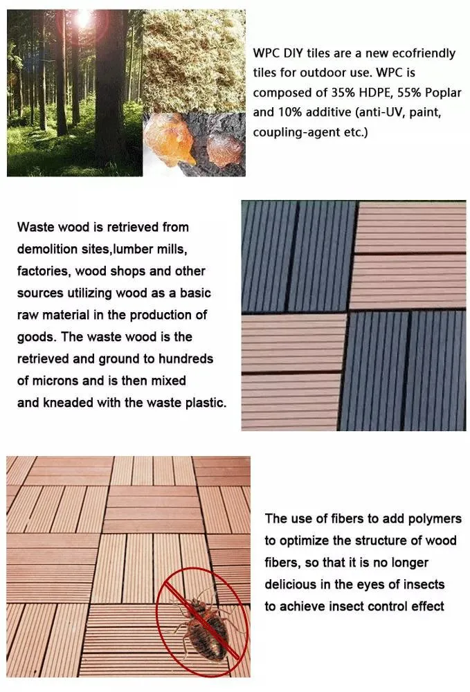 Easy Installation Interlocking Flooring Wood Plastic Composite Deck Tiles